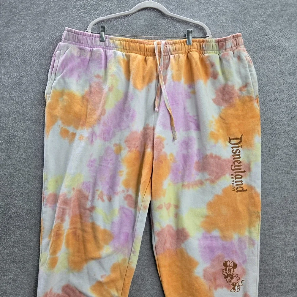 Disneyland Resort Women Activewear‎ Pants 2X Orange Tie Dye Jogger Minnie Mouse